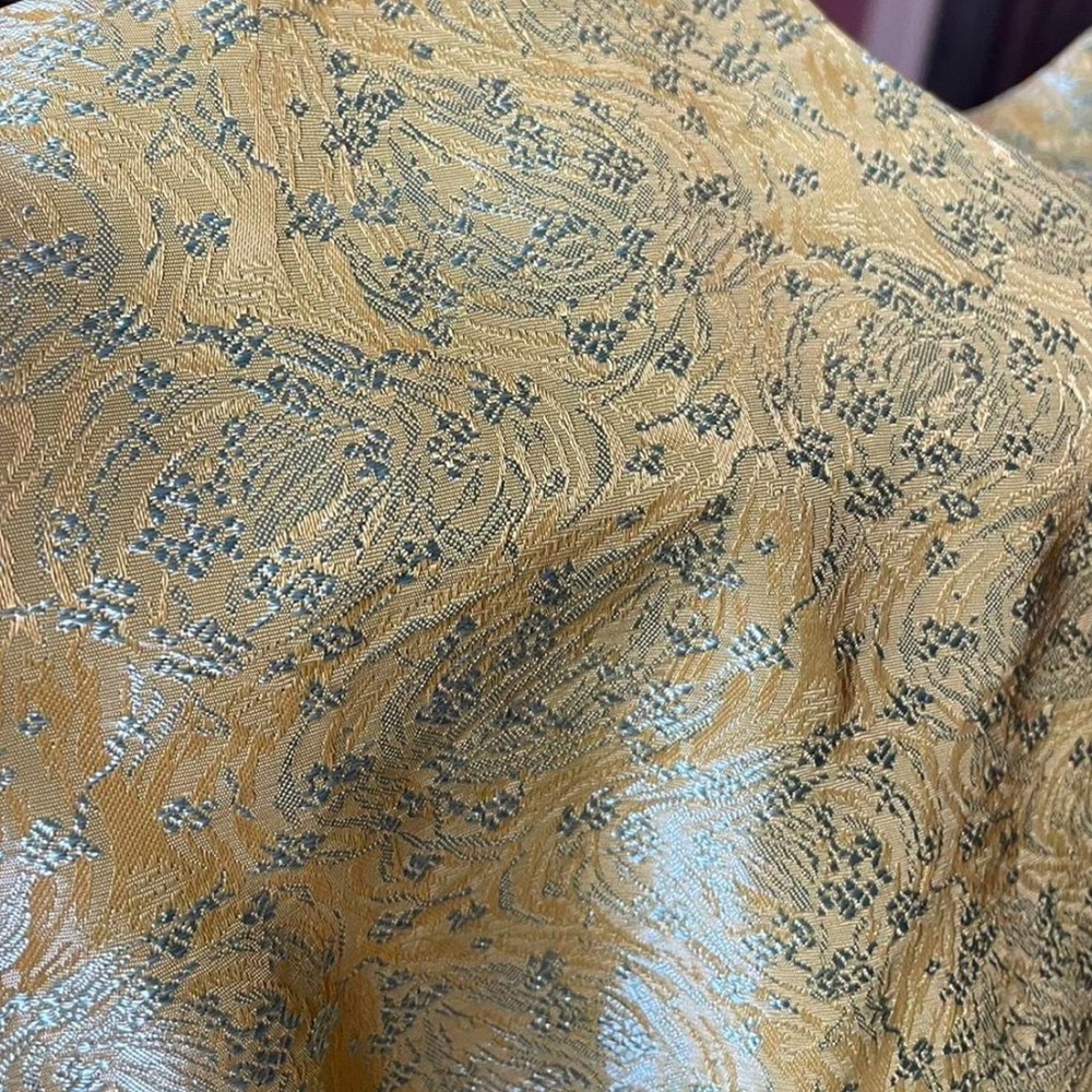 Vintage 1960s turquoise and gold jacquard dress - Picture 7 of 8